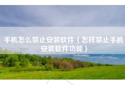 手机怎么禁止安装软件（怎样禁止手机安装软件功能）