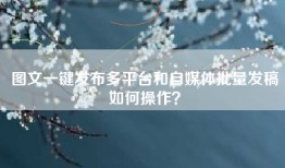 图文一键发布多平台和自媒体批量发稿如何操作？