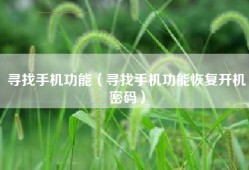 寻找手机功能（寻找手机功能恢复开机密码）