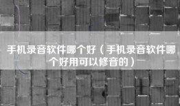 手机录音软件哪个好（手机录音软件哪个好用可以修音的）