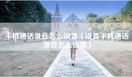 手机通话录音怎么设置（设置手机通话录音怎么设置）