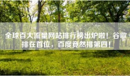 全球百大流量网站排行榜出炉啦！谷歌排在首位，百度竟然排第四！