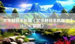 文华财经手机版（文华财经手机版三个副图）
