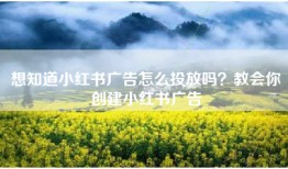 想知道小红书广告怎么投放吗？教会你创建小红书广告