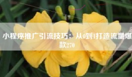 小程序推广引流技巧：从0到1打造流量爆款270