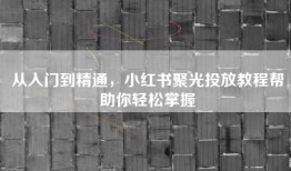 从入门到精通，小红书聚光投放教程帮助你轻松掌握