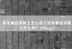 买车票在手机上怎么买（买车票在手机上怎么买？12306app）