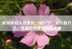 杭州年轻人热衷的“碰一下”支付新方式：变革中的便捷消费体验