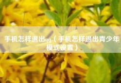 手机怎样退出qq（手机怎样退出青少年模式设置）