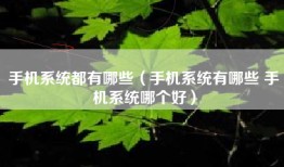 手机系统都有哪些（手机系统有哪些 手机系统哪个好）