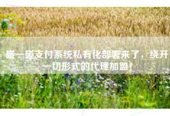 碰一碰支付系统私有化部署来了，绕开一切形式的代理加盟！