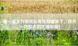 碰一碰支付系统私有化部署来了，绕开一切形式的代理加盟！