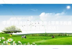 苹果手机通话中怎么录音（苹果手机通话中怎么录音别人说话）