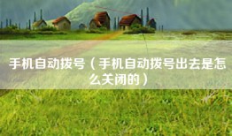 手机自动拨号（手机自动拨号出去是怎么关闭的）