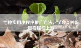 七种实用小程序推广方法，学会 3 种流量程程往上涨