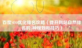 百度SEO优化排名攻略（提升网站自然排名的5种规划和技巧）