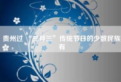 贵州过 “三月三”传统节日的少数民族有