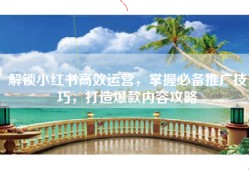解锁小红书高效运营，掌握必备推广技巧，打造爆款内容攻略