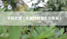 手机计算(手机计算器怎么恢复)