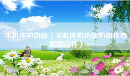 手机连拍功能（手机连拍功能的相机有哪些软件）