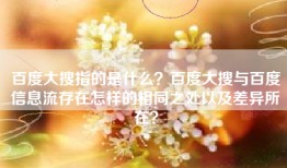 百度大搜指的是什么？百度大搜与百度信息流存在怎样的相同之处以及差异所在？
