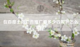 在百度上做广告推广要多少钱呢？怎么弄？