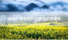 抖音广告投放的投放方式有哪些