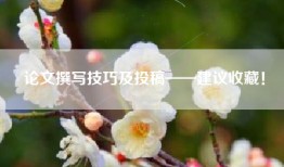 论文撰写技巧及投稿——建议收藏！
