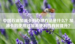中国石油加油卡的办理方法是什么？加油卡的使用对加油便利性有何提升？
