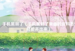 手机黑屏了（手机黑屏了里面的资料怎样能弄出来）