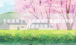 手机黑屏了（手机黑屏了里面的资料怎样能弄出来）