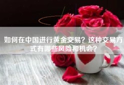 如何在中国进行黄金交易？这种交易方式有哪些风险和机会？