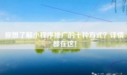 你想了解小程序推广的十种方式？详情都在这！