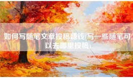 如何写随笔文章投稿赚钱(写一些随笔可以去哪里投稿)