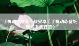 手机动态壁纸下载安卓（手机动态壁纸软件下载安装）