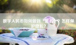 数字人民币如何做到“匿名”？怎样保护隐私？