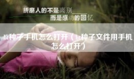bt种子手机怎么打开（bt种子文件用手机怎么打开）