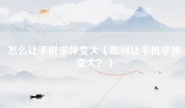 怎么让手机字体变大（如何让手机字体变大？）