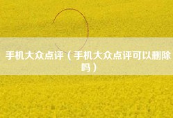手机大众点评（手机大众点评可以删除吗）