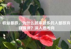 收益暴跌，为什么越来越多的人都放弃自媒体？深入思考向