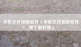 手机文件加密软件（手机文件加密软件哪个最好用）