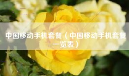 中国移动手机套餐（中国移动手机套餐一览表）