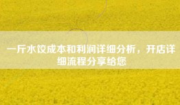 一斤水饺成本和利润详细分析，开店详细流程分享给您
