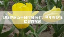 自媒体前五平台排名前十，今年帮你轻松做自媒体