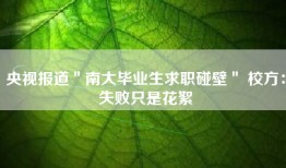 央视报道＂南大毕业生求职碰壁＂ 校方：失败只是花絮