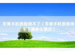 苹果手机数据用不了（苹果手机数据用不了是什么情况）