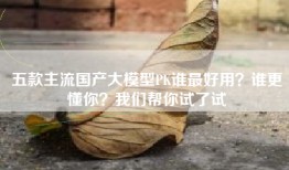 五款主流国产大模型PK谁最好用？谁更懂你？我们帮你试了试