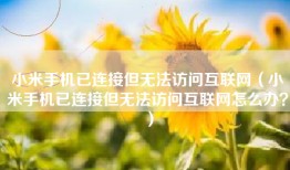 小米手机已连接但无法访问互联网（小米手机已连接但无法访问互联网怎么办？）