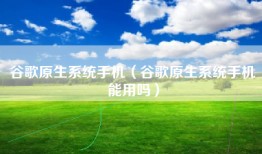 谷歌原生系统手机（谷歌原生系统手机能用吗）