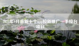 2023年9月最新十个app拉新推广一手接台项目